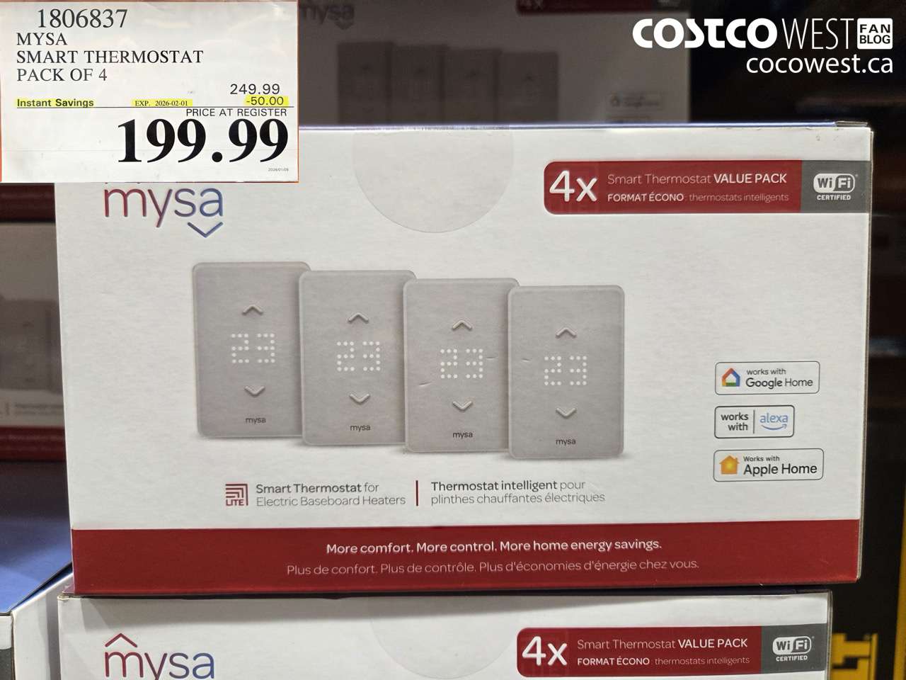 1806837 MYSA SMART THERMOSTAT PACK OF 4 ($50.00 INSTANT SAVINGS EXPIRES ON 2026-02-01) $199.99