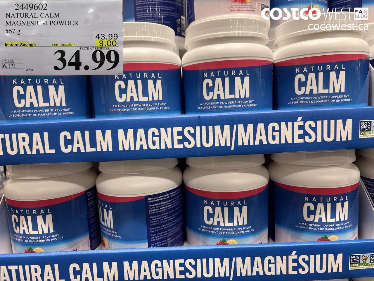 2449602 NATURAL CALM MAGNESIUM POWDER 567 g ($9.00 INSTANT SAVINGS EXPIRES ON 2026-02-15) $34.99