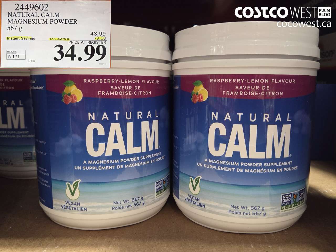 2449602 NATURAL CALM MAGNESIUM POWDER 567 g ($9.00 INSTANT SAVINGS EXPIRES ON 2026-02-15) $34.99