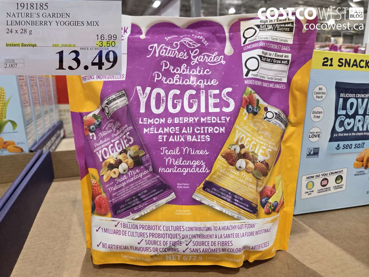 1918185 NATURE'S GARDEN LEMONBERRY YOGGIES MIX 24 X 28G ($3.50 INSTANT SAVINGS EXPIRES ON 2026-02-15) $13.49