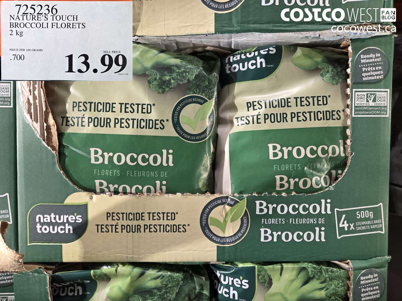 725236 NATURE'S TOUCH PESTCIDE FREE BROCCOLI 2 kg $13.99