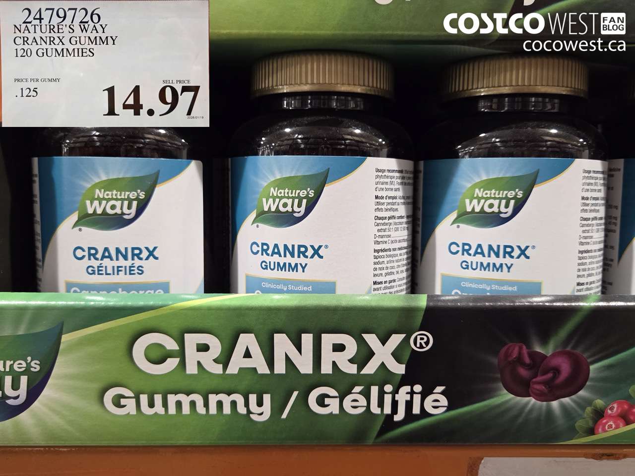 2479726 NATURE'S WAY CRANRX GUMMY 120 GUMMIES $14.97