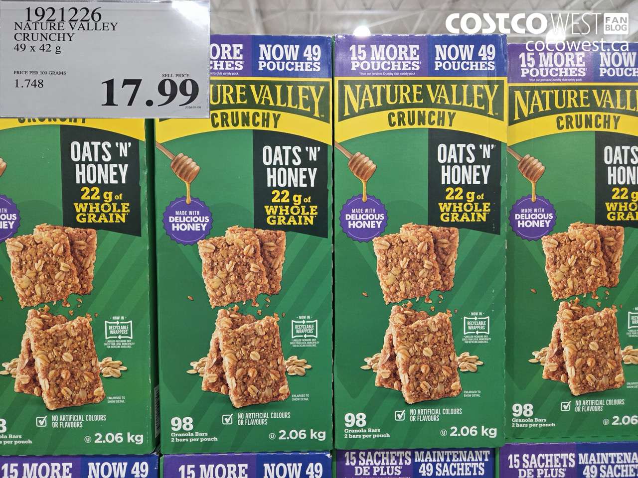 1921226 NATURE VALLEY CRUNCHY 49 X 21G $17.99