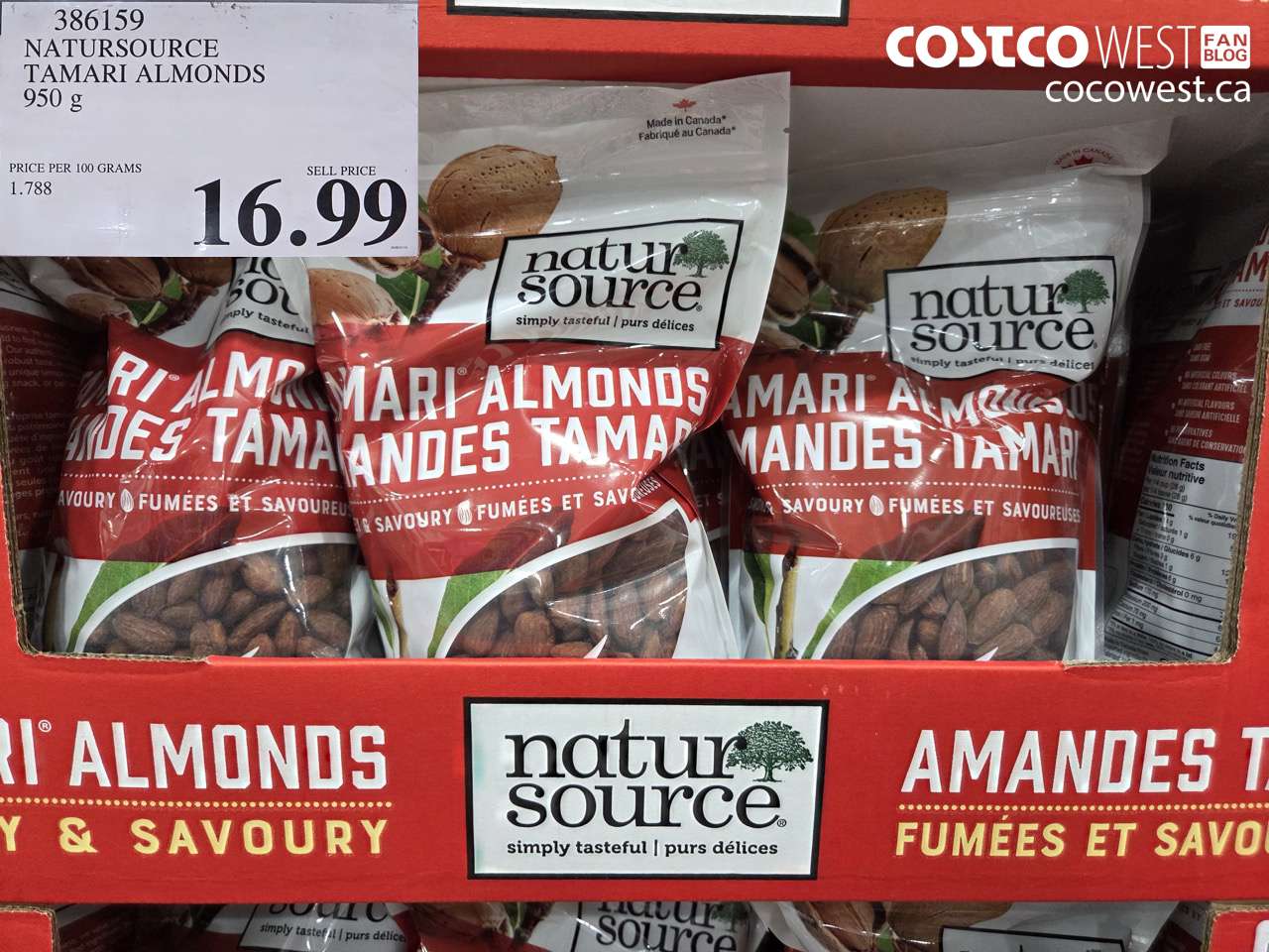 386159 NATURSOURCE TAMARI ALMONDS 950 g $16.99
