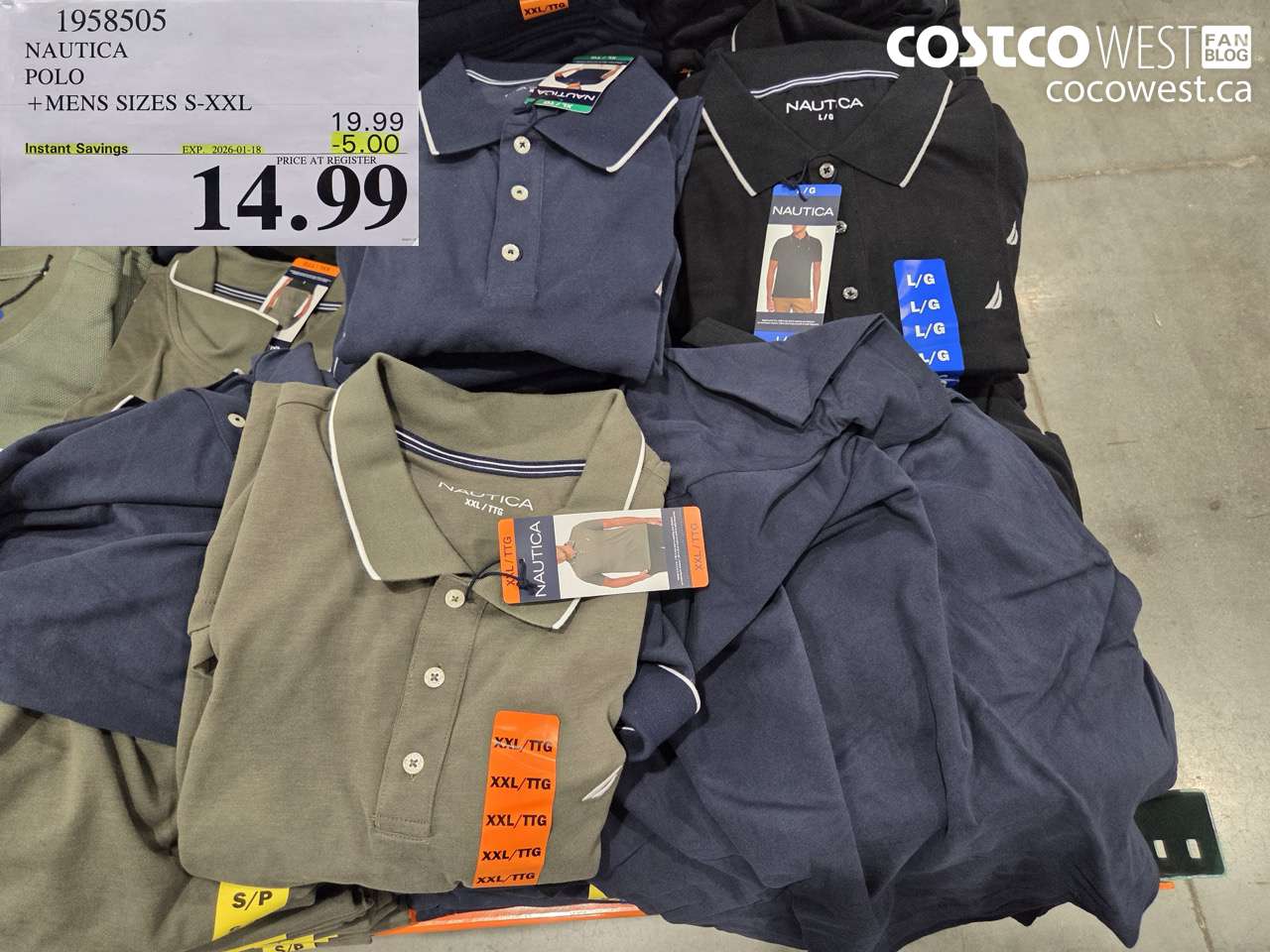 1958505 NAUTICA POLO MENS SIZES S-XXL ($5.00 INSTANT SAVINGS EXPIRES ON 2026-01-18) $14.99