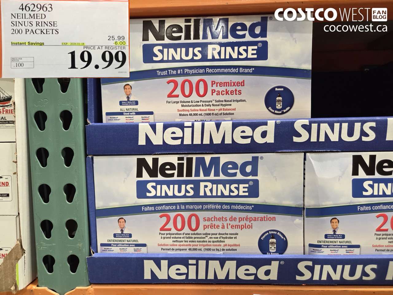 462963 NEILMED SINUS RINSE 200 PREMIXED PACKETS ($6.00 INSTANT SAVINGS EXPIRES ON 2026-01-18) $19.99