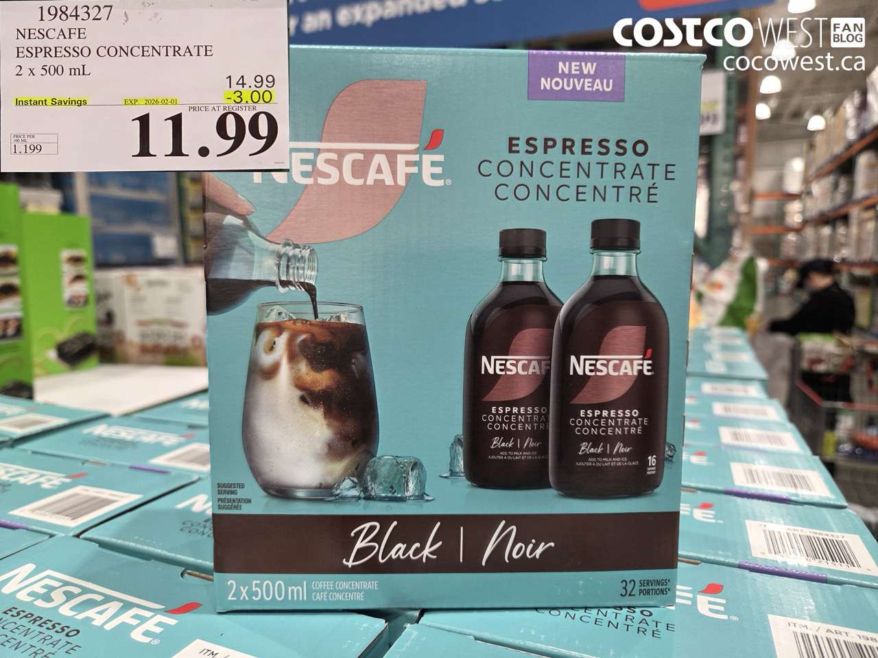 1984327 NESCAFE ESPRESSO CONCENTRATE 2 X 500ML ($3.00 INSTANT SAVINGS EXPIRES ON 2026-02-01) $11.99