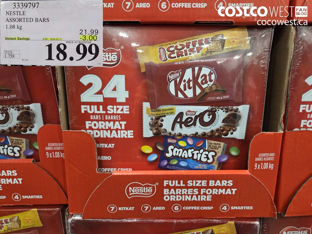 3339797 NESTLE ASSORTED BARS 1.08KG ($3.00 INSTANT SAVINGS EXPIRES ON 2026-01-11) $18.99