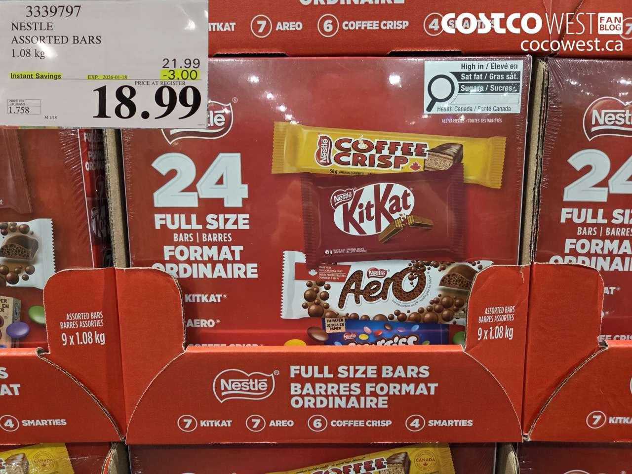 3339797 NESTLE ASSORTED BARS 1.08KG ($3.00 INSTANT SAVINGS EXPIRES ON 2026-01-18) $18.99
