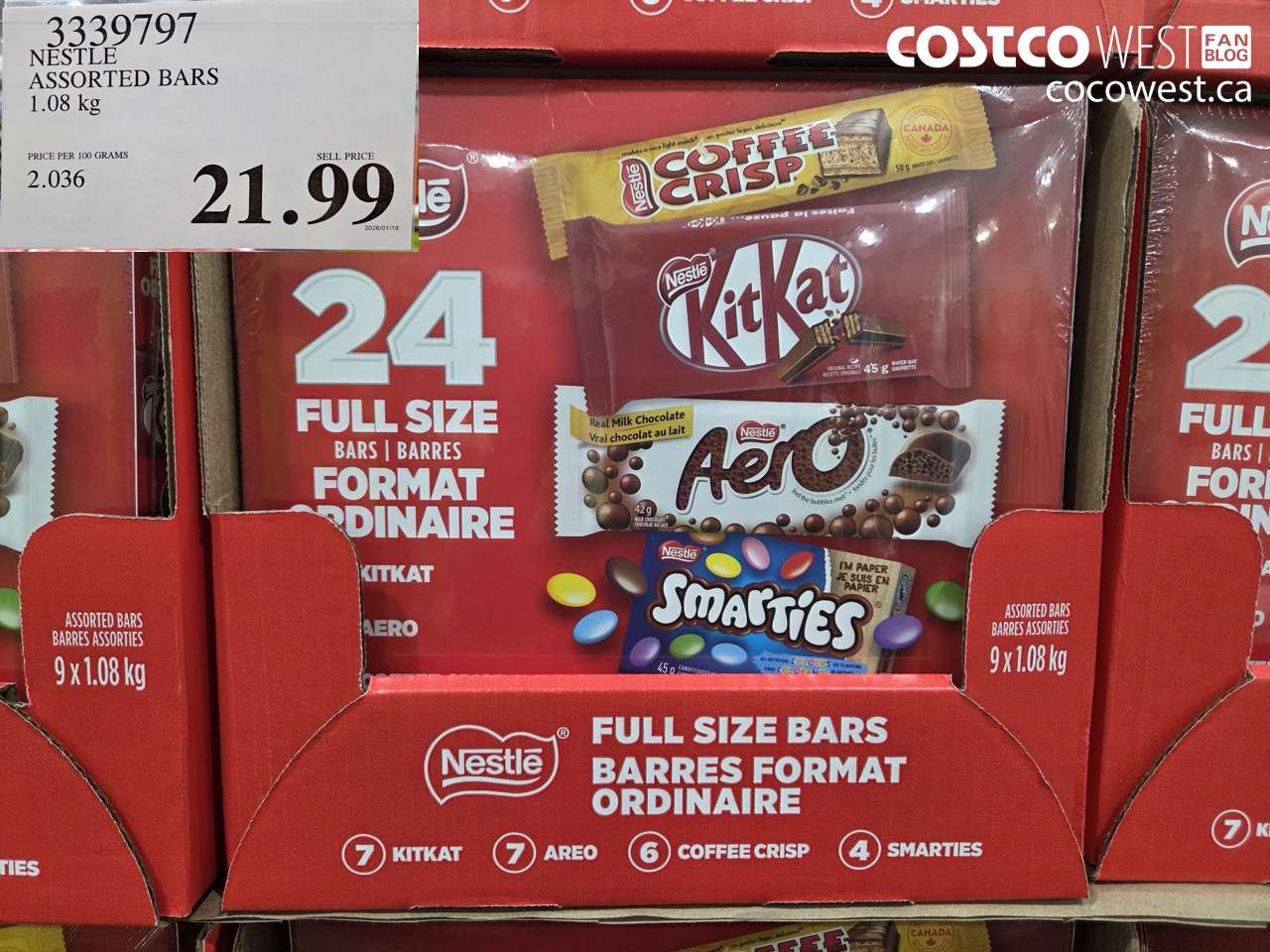 3339797 NESTLE ASSORTED BARS 1.08KG $21.99