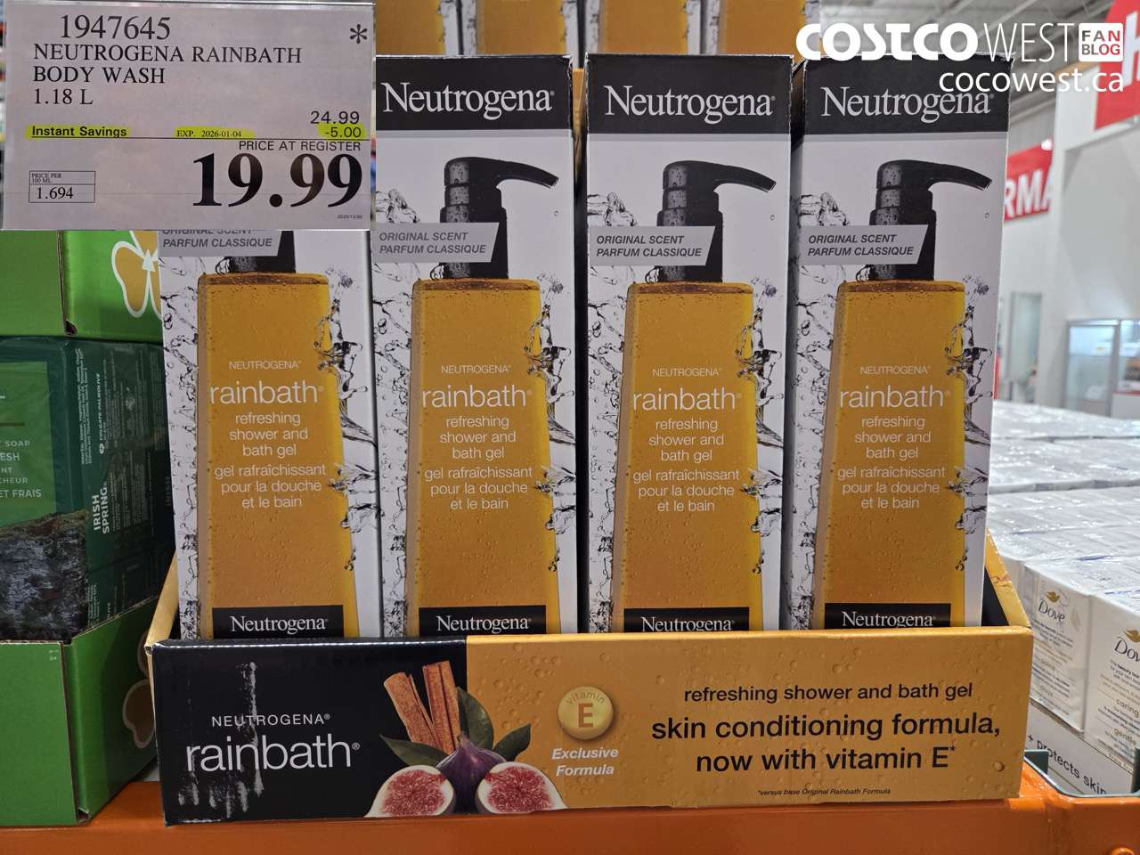 1947645 NEUTROGENA RAINBATH BODY WASH 1.18L ($5.00 INSTANT SAVINGS EXPIRES ON 2026-01-04) $19.99