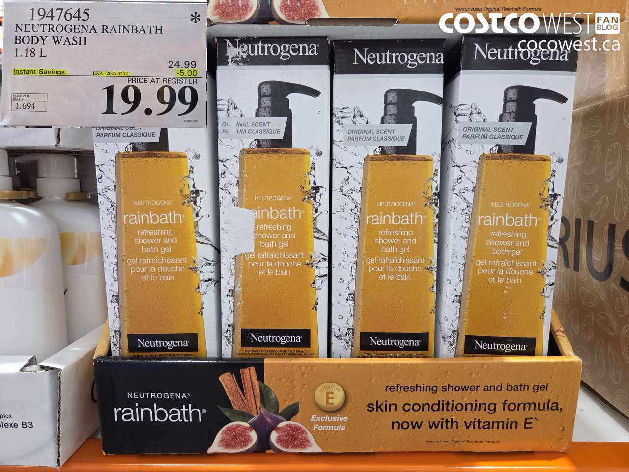 1947645 NEUTROGENA RAINBATH BODY WASH 1.18L ($5.00 INSTANT SAVINGS EXPIRES ON 2026-02-01) $19.99