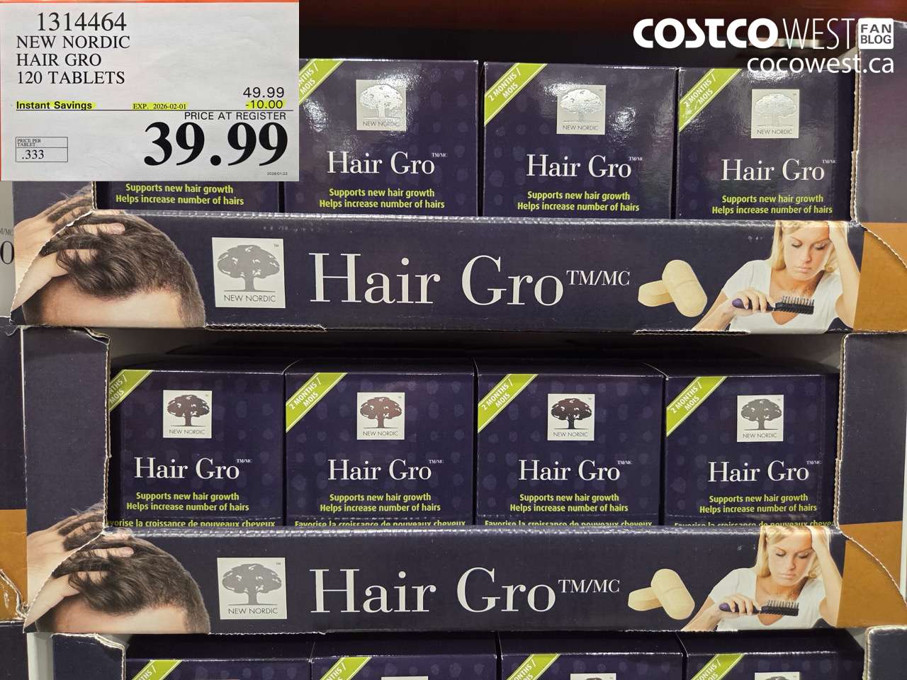 1314464 NEW NORDIC HAIR GRO 120 TABLETS ($10.00 INSTANT SAVINGS EXPIRES ON 2026-02-01) $39.99