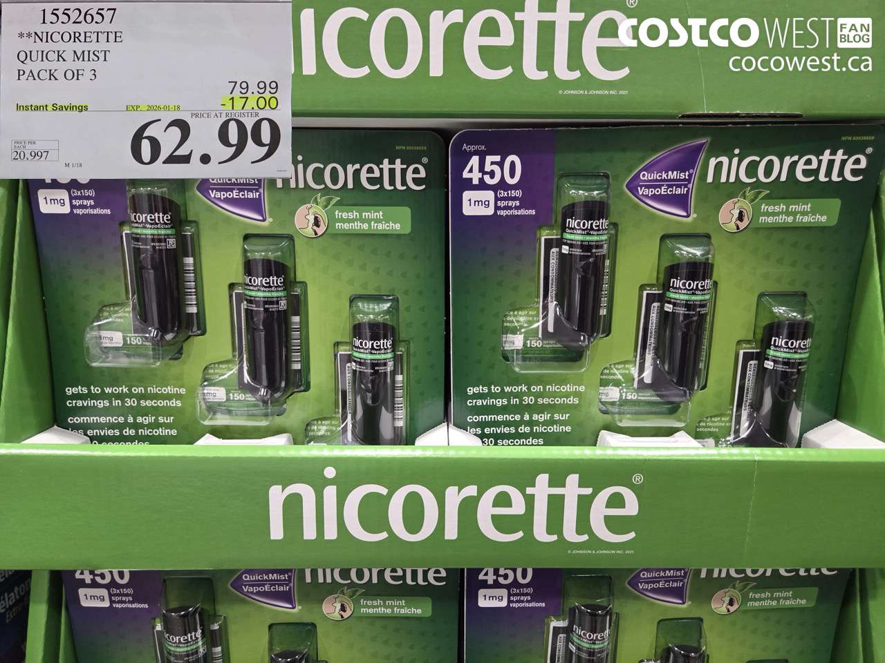 1552657 NICORETTE QUICK MIST PACK OF 3 ($17.00 INSTANT SAVINGS EXPIRES ON 2026-01-18) $62.99