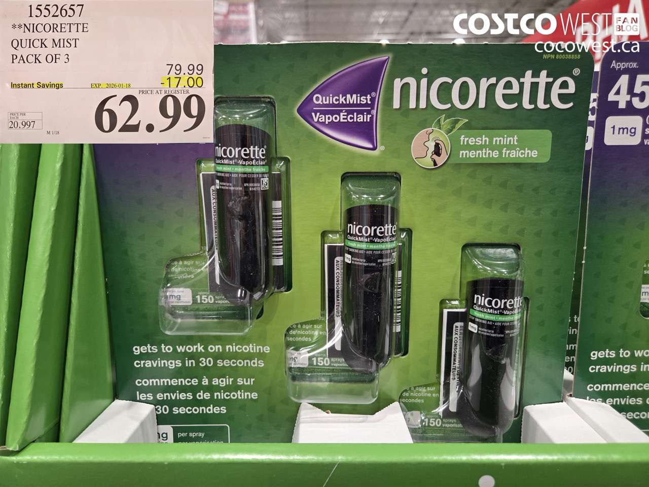 1552657 NICORETTE QUICK MIST PACK OF 3 ($17.00 INSTANT SAVINGS EXPIRES ON 2026-01-18) $62.99