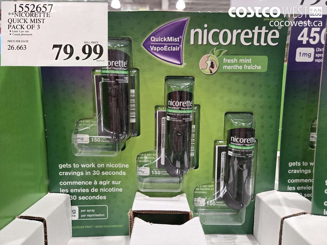 1552657 NICORETTE QUICK MIST PACK OF 3 $79.99