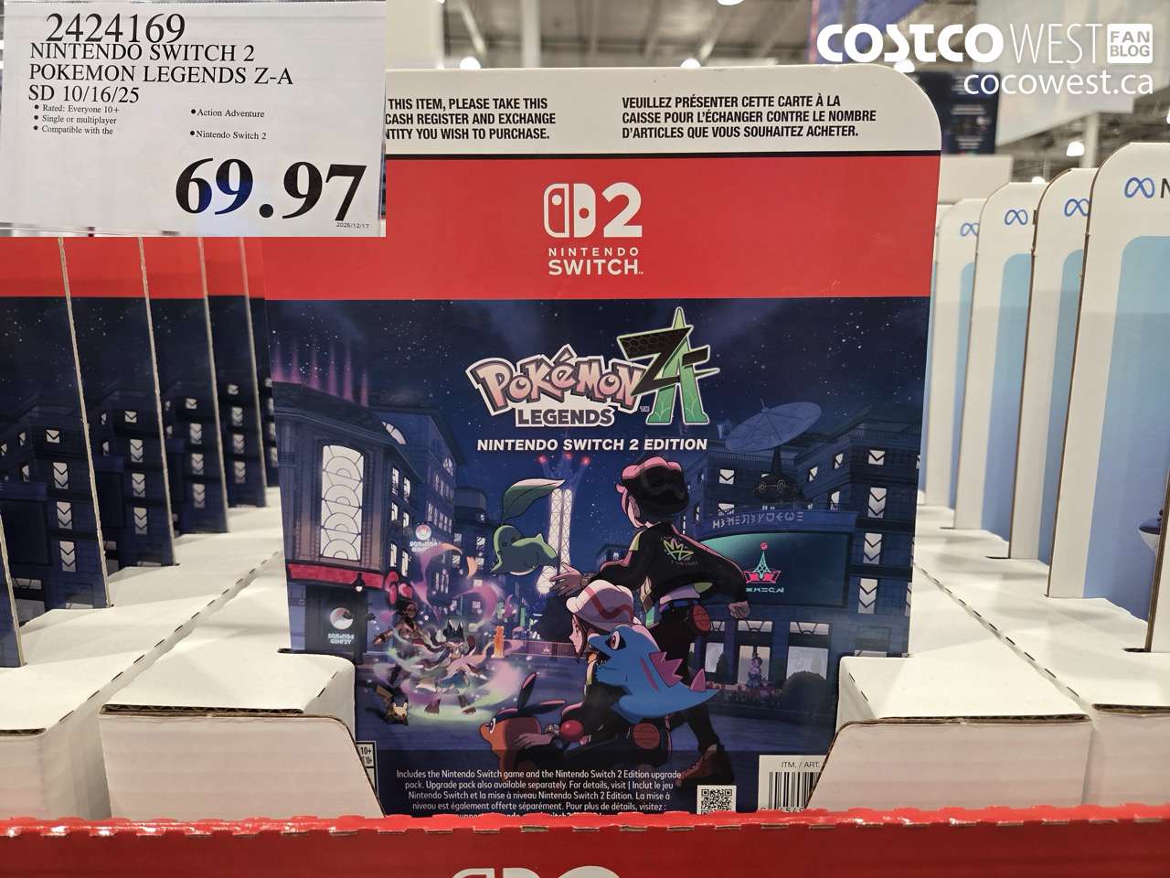 2424169 NINTENDO SWITCH 2 POKEMON LEGENDS Z-A SD 10/16/25 $69.97