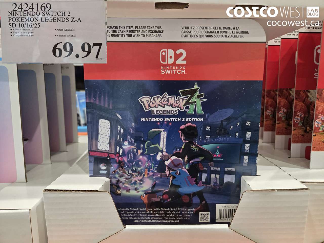 2424169 NINTENDO SWITCH 2 POKEMON LEGENDS Z-A SD 10/16/25 $69.97