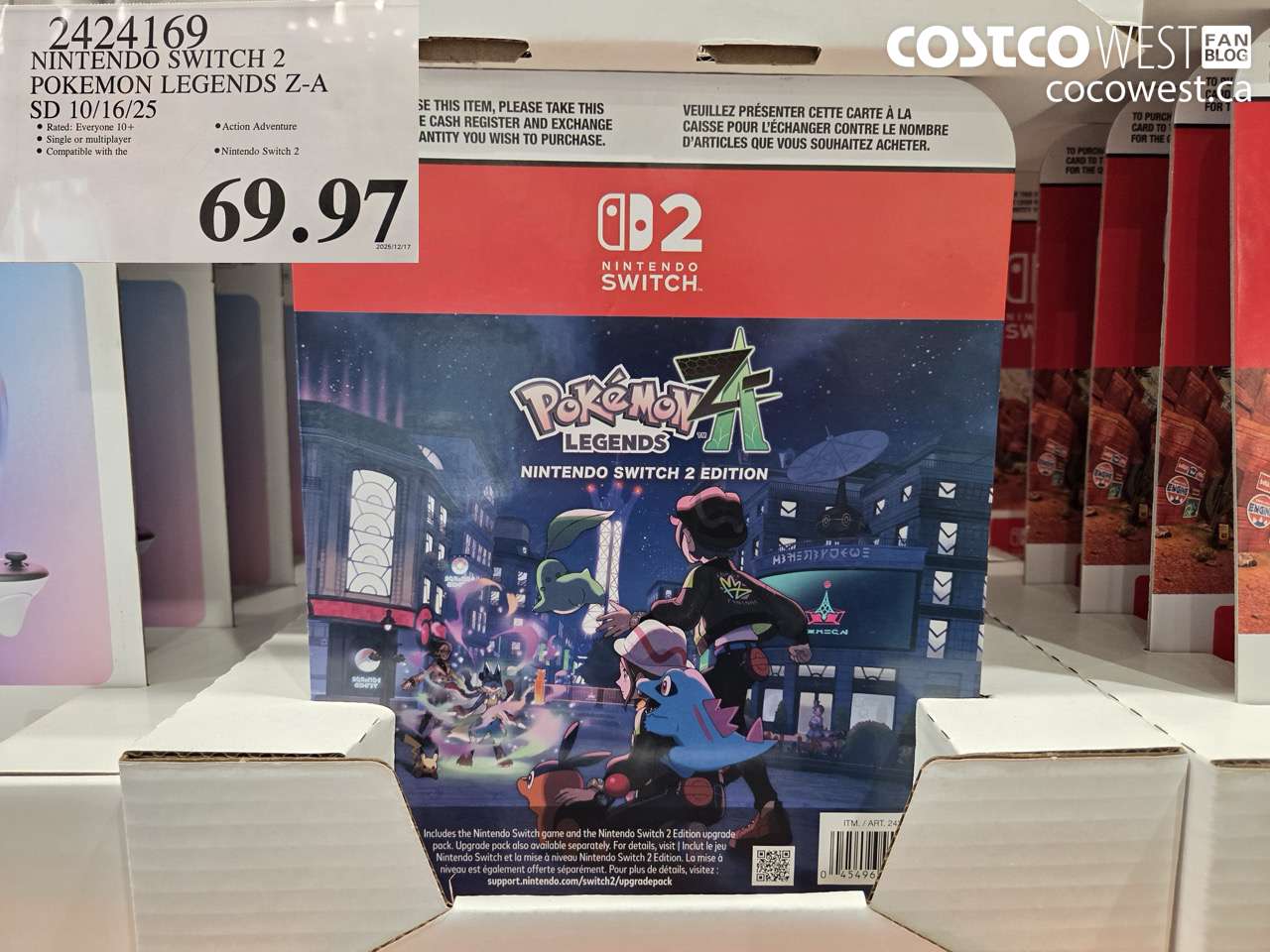 2424169 NINTENDO SWITCH 2 POKEMON LEGENDS Z-A SD 10/16/25 $69.97