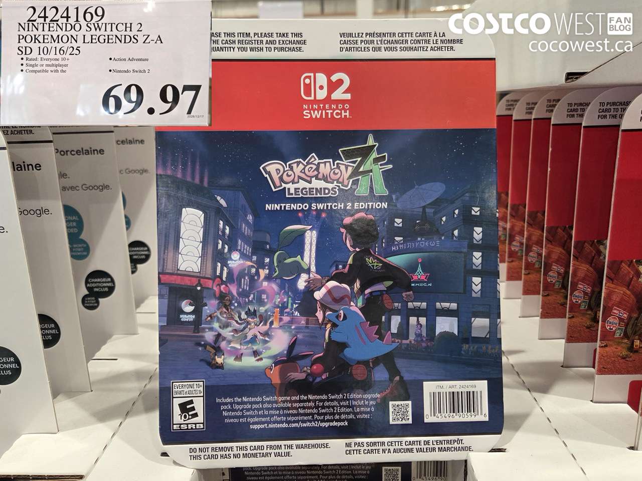 2424169 NINTENDO SWITCH 2 POKEMON LEGENDS Z-A SD 10/16/25 $69.97