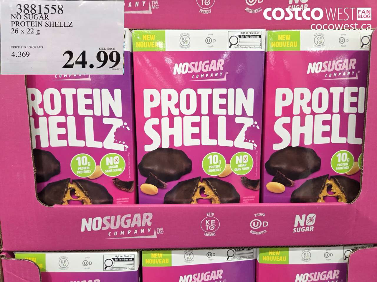 3881558 NO SUGAR PROTEIN SHELLZ 26 X 22G $24.99