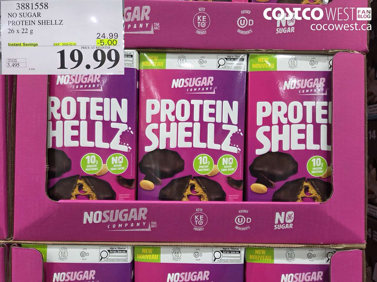 3881558 NO SUGAR PROTEIN SHELLZ 26 X 22G ($5.00 INSTANT SAVINGS EXPIRES ON 2026-02-01) $19.99