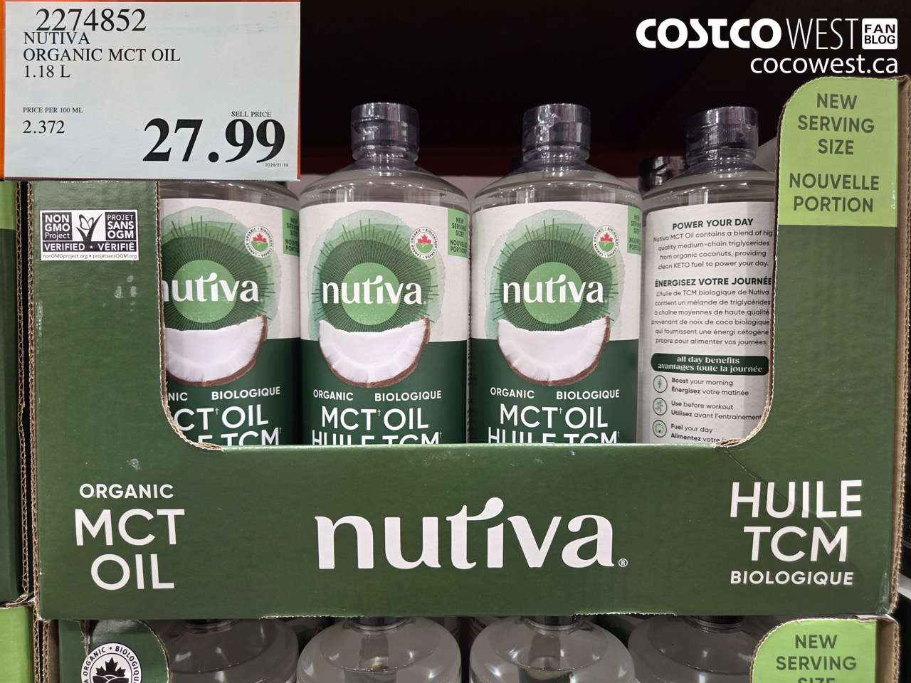2274852 NUTIVA ORGANIC MCT OIL 1.18 L $27.99