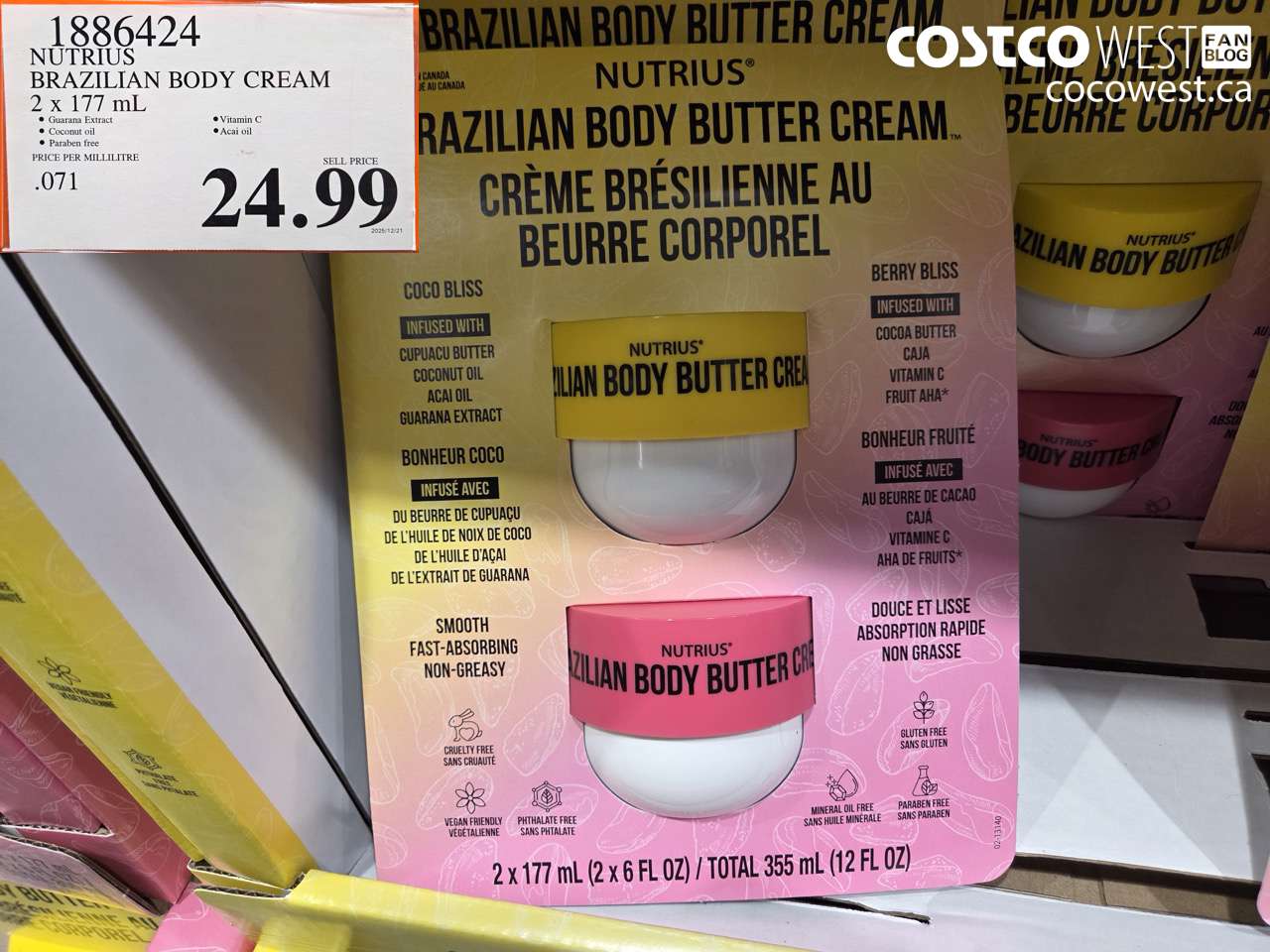 1886424 NUTRIUS BRAZILIAN BODY CREAM 2 X 177ML $24.99