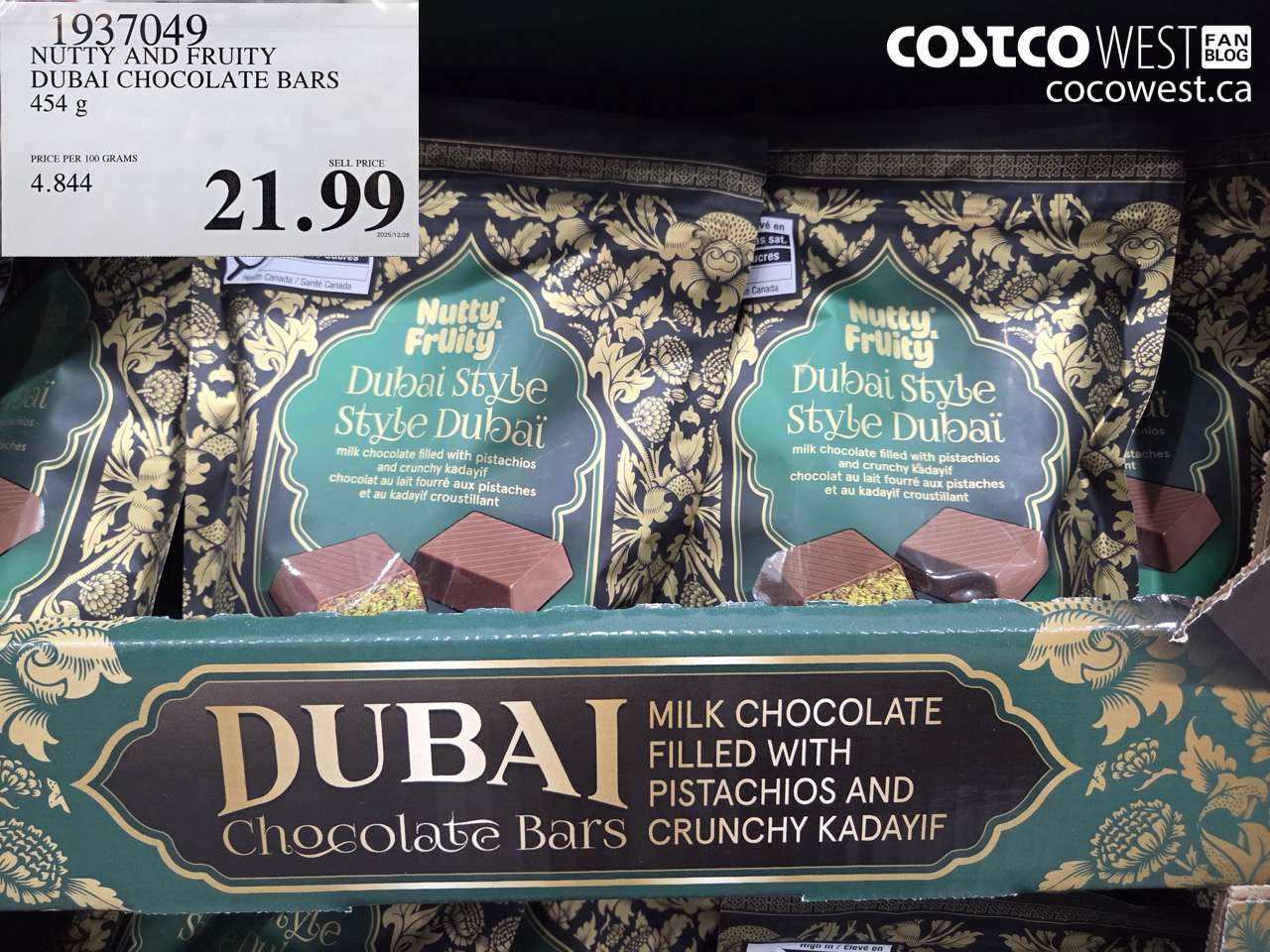 1937049 NUTTY AND FRUITY DUBAI CHOCOLATE BARS 454G $21.99