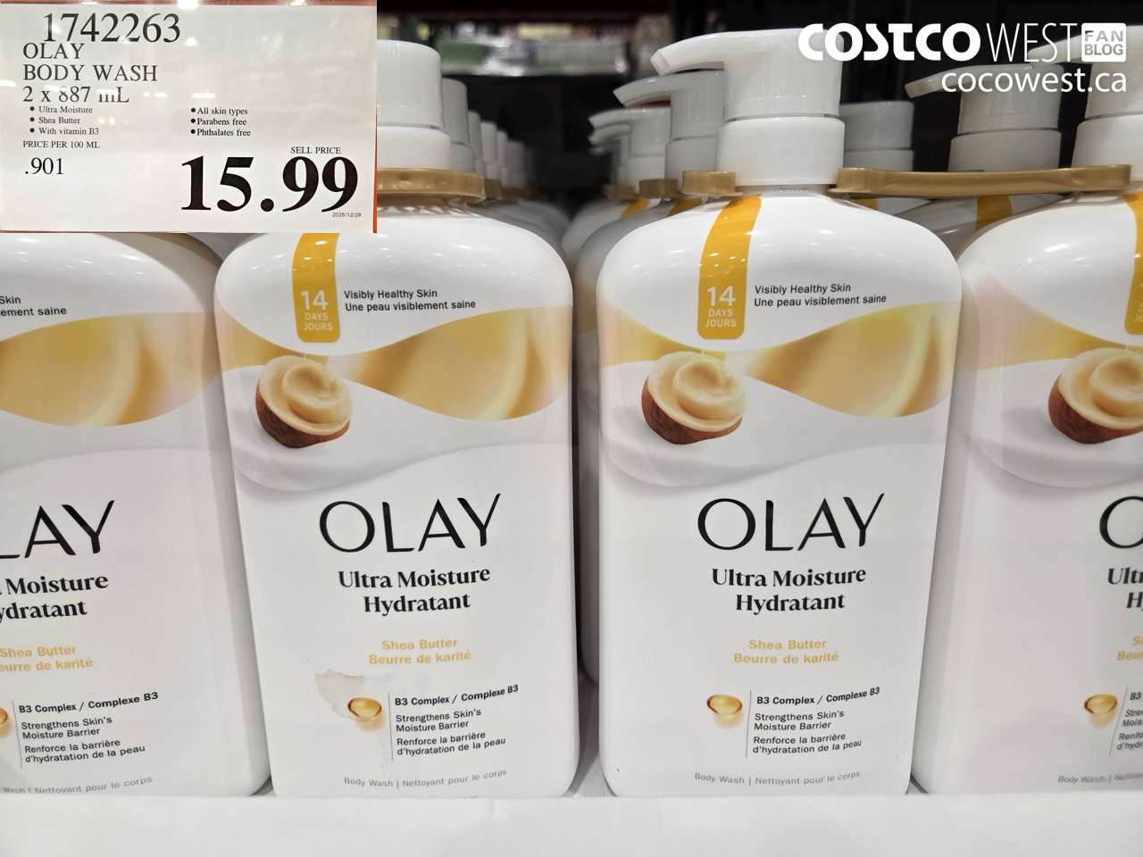 1742263 OLAY BODY WASH 2 X 887 ML $15.99