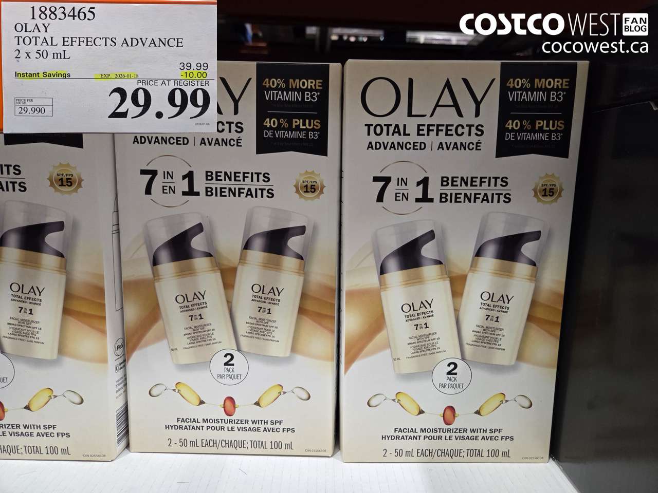 1883465 OLAY TOTAL EFFECTS ADV 2 X 50ML ($10.00 INSTANT SAVINGS EXPIRES ON 2026-01-18) $29.99