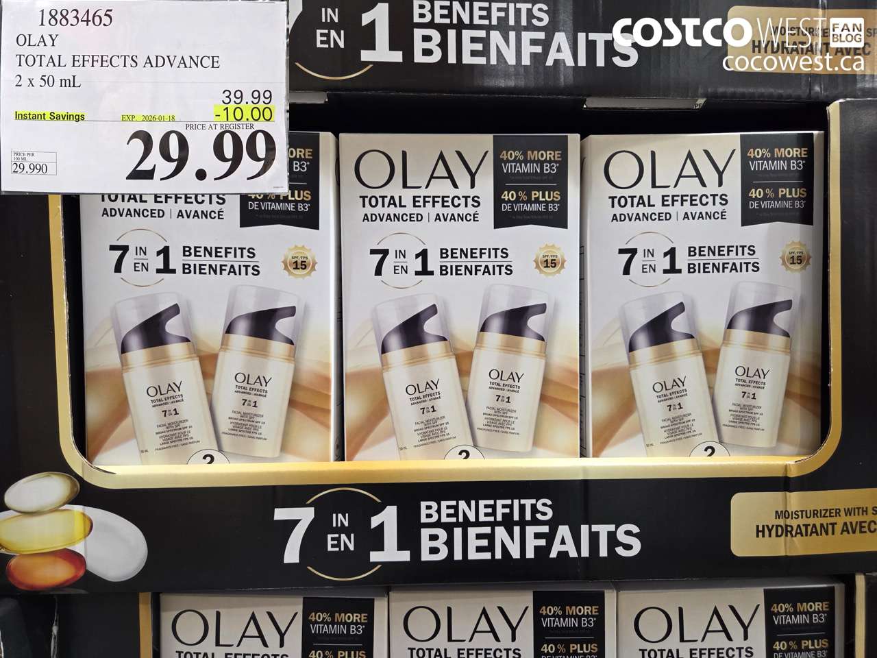 1883465 OLAY TOTAL EFFECTS ADV 2 X 50ML ($10.00 INSTANT SAVINGS EXPIRES ON 2026-01-18) $29.99