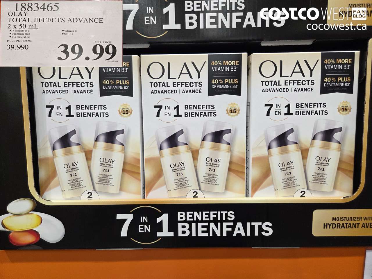 1883465 OLAY TOTAL EFFECTS ADV 2 X 50ML $39.99