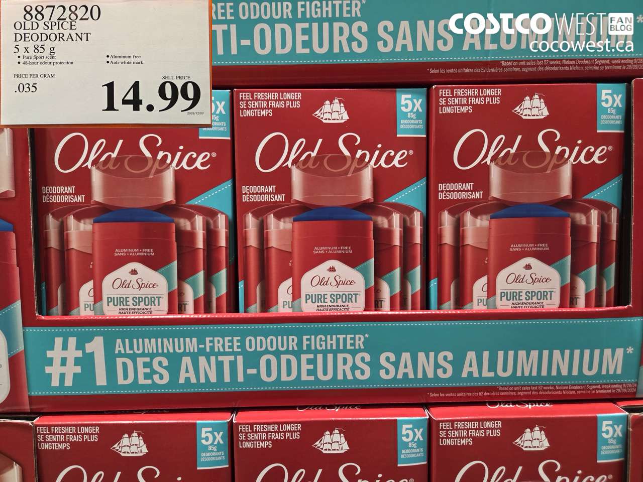 8872820 OLD SPICE DEODORANT 5 x 85 g $14.99