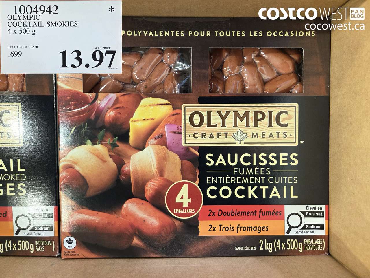 1004942 OLYMPIC COCKTAIL SMOKIES 4 X 500 G $13.97