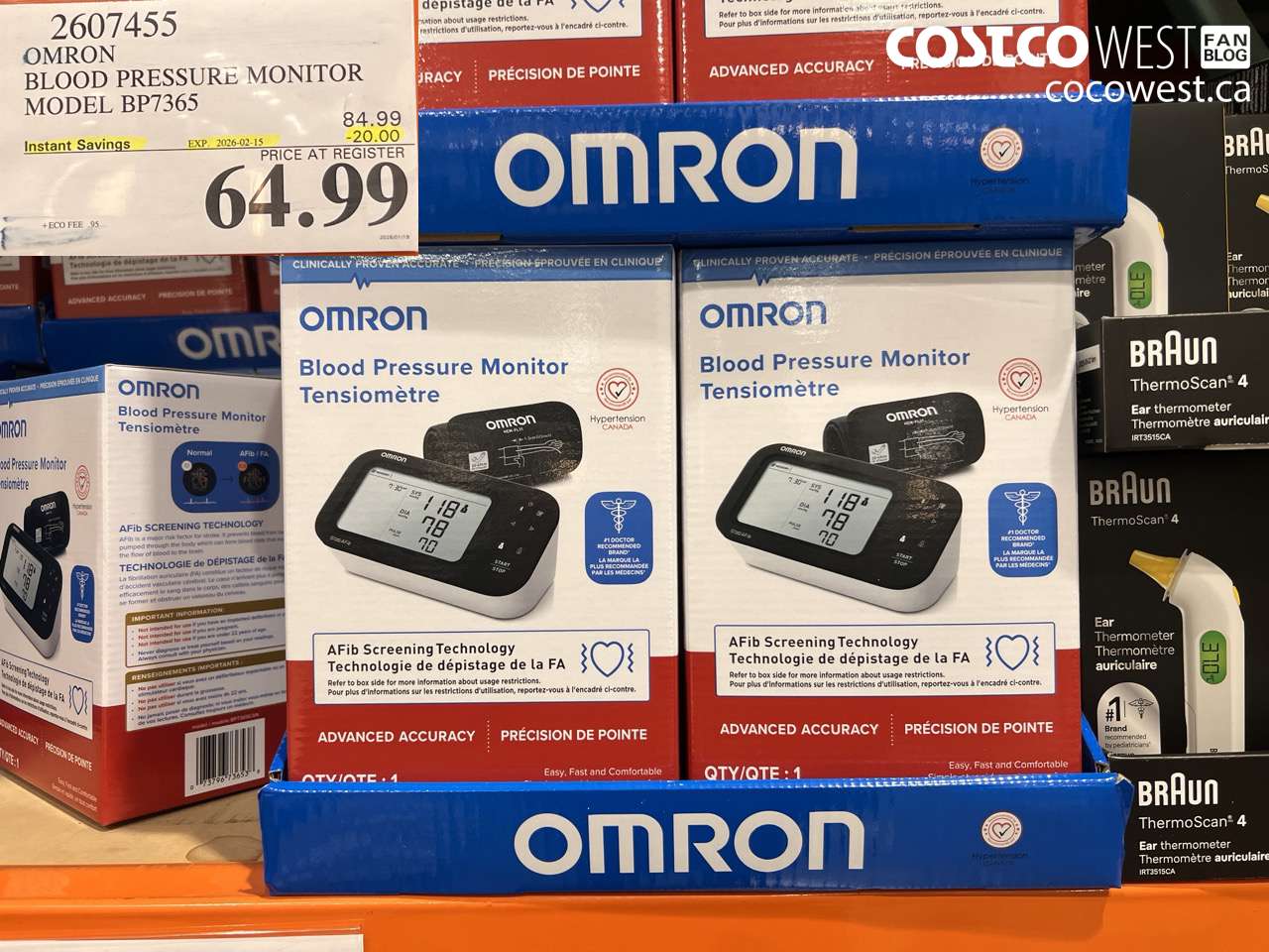 2607455 OMRON BLOOD PRESSURE MONITOR MODEL BP7365 ($20.00 INSTANT SAVINGS EXPIRES ON 2026-02-15) $64.99