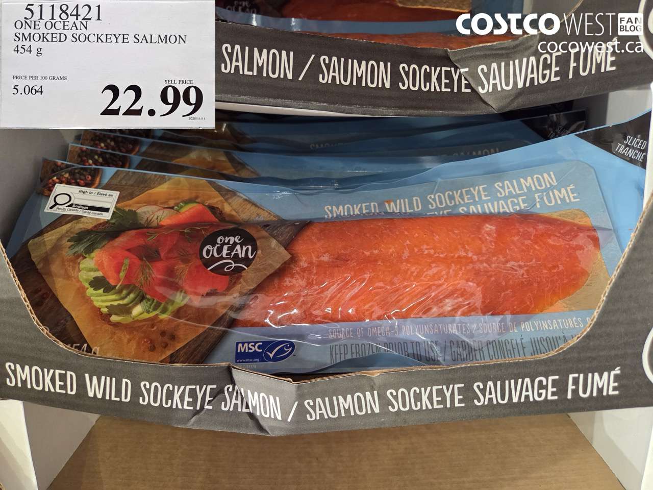5118421 ONE OCEAN SMOKED SOCKEYE SALMON 454 g  $22.99