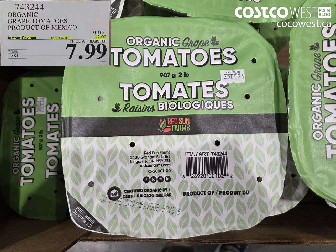 743244 ORGANIC GRAPE TOMATOES PRODUCT OF MEXICO ($2.00 INSTANT SAVINGS EXPIRES ON 2026-01-11) $7.99