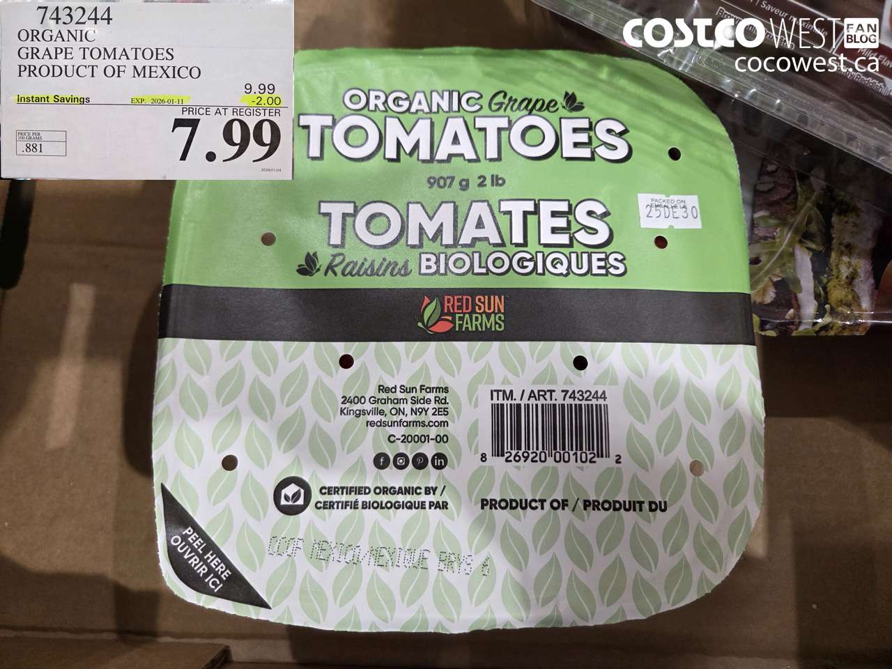 743244 ORGANIC GRAPE TOMATOES PRODUCT OF MEXICO ($2.00 INSTANT SAVINGS EXPIRES ON 2026-01-11) $7.99