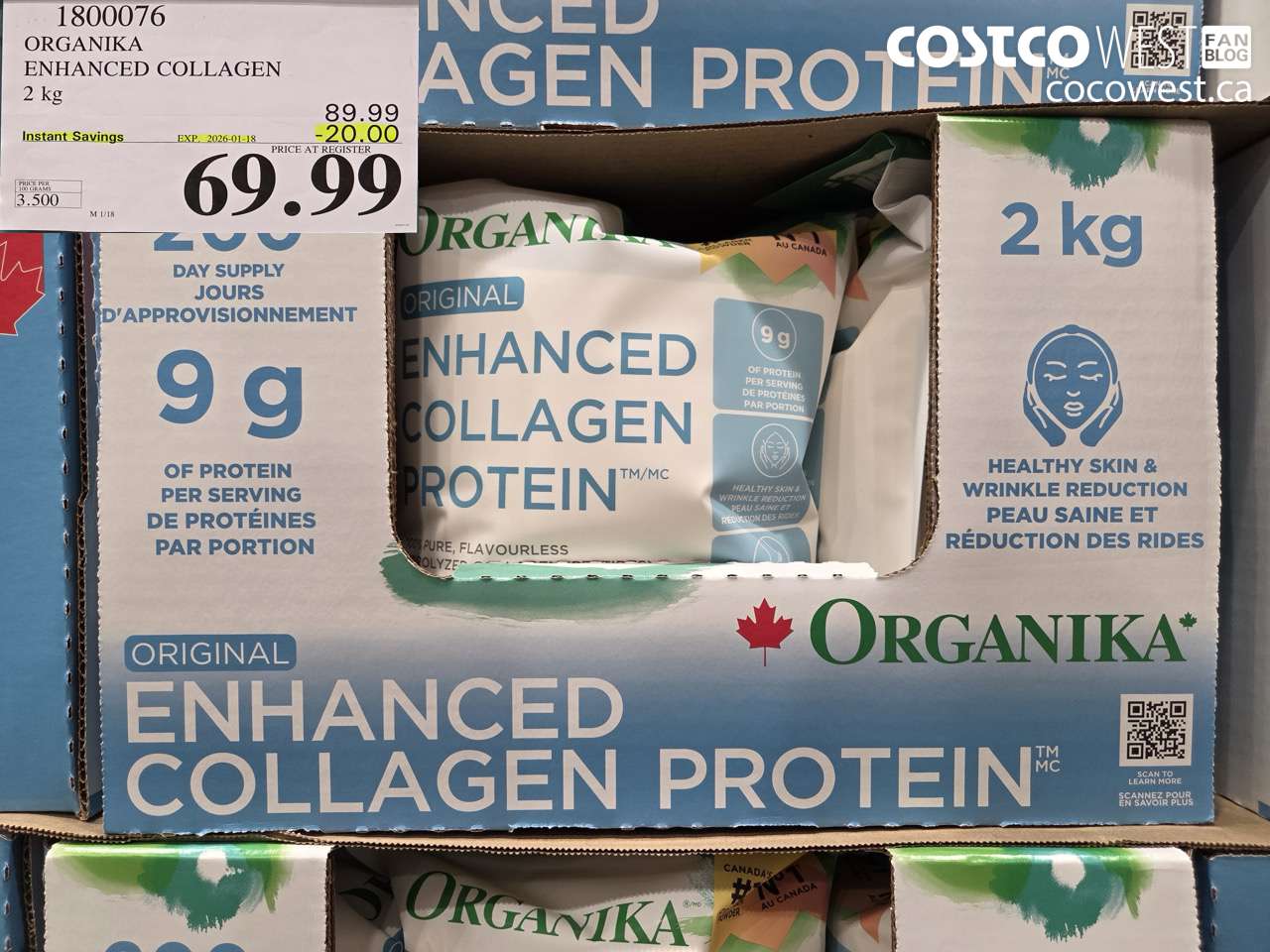 1800076 ORGANIKA ENHANCED COLLAGEN 2KG ($20.00 INSTANT SAVINGS EXPIRES ON 2026-01-18) $69.99