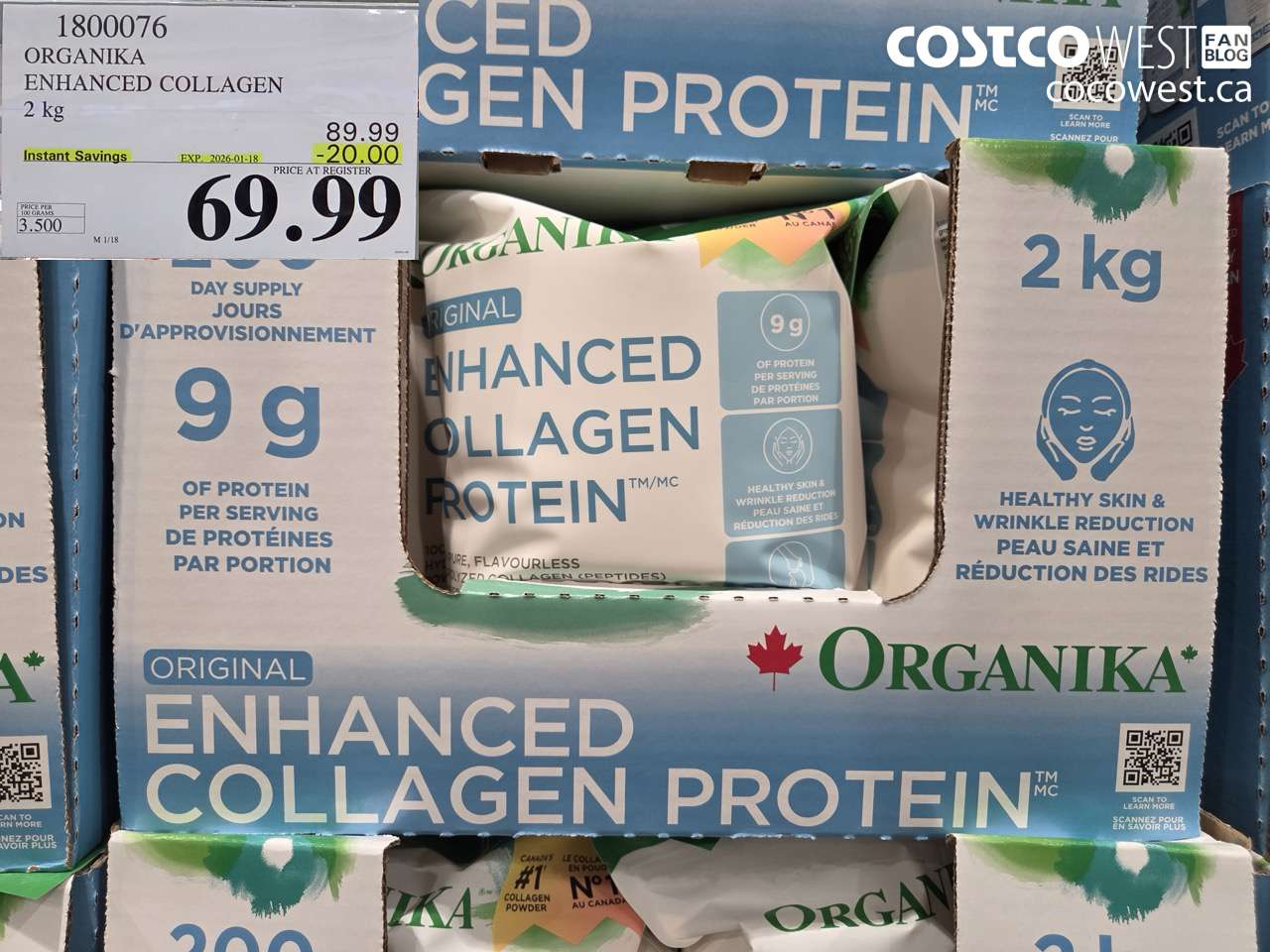 1800076 ORGANIKA ENHANCED COLLAGEN 2KG ($20.00 INSTANT SAVINGS EXPIRES ON 2026-01-18) $69.99