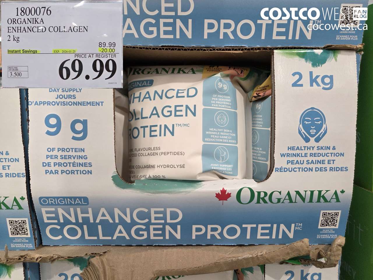 1800076 ORGANIKA ENHANCED COLLAGEN 2KG ($20.00 INSTANT SAVINGS EXPIRES ON 2026-01-25) $69.99