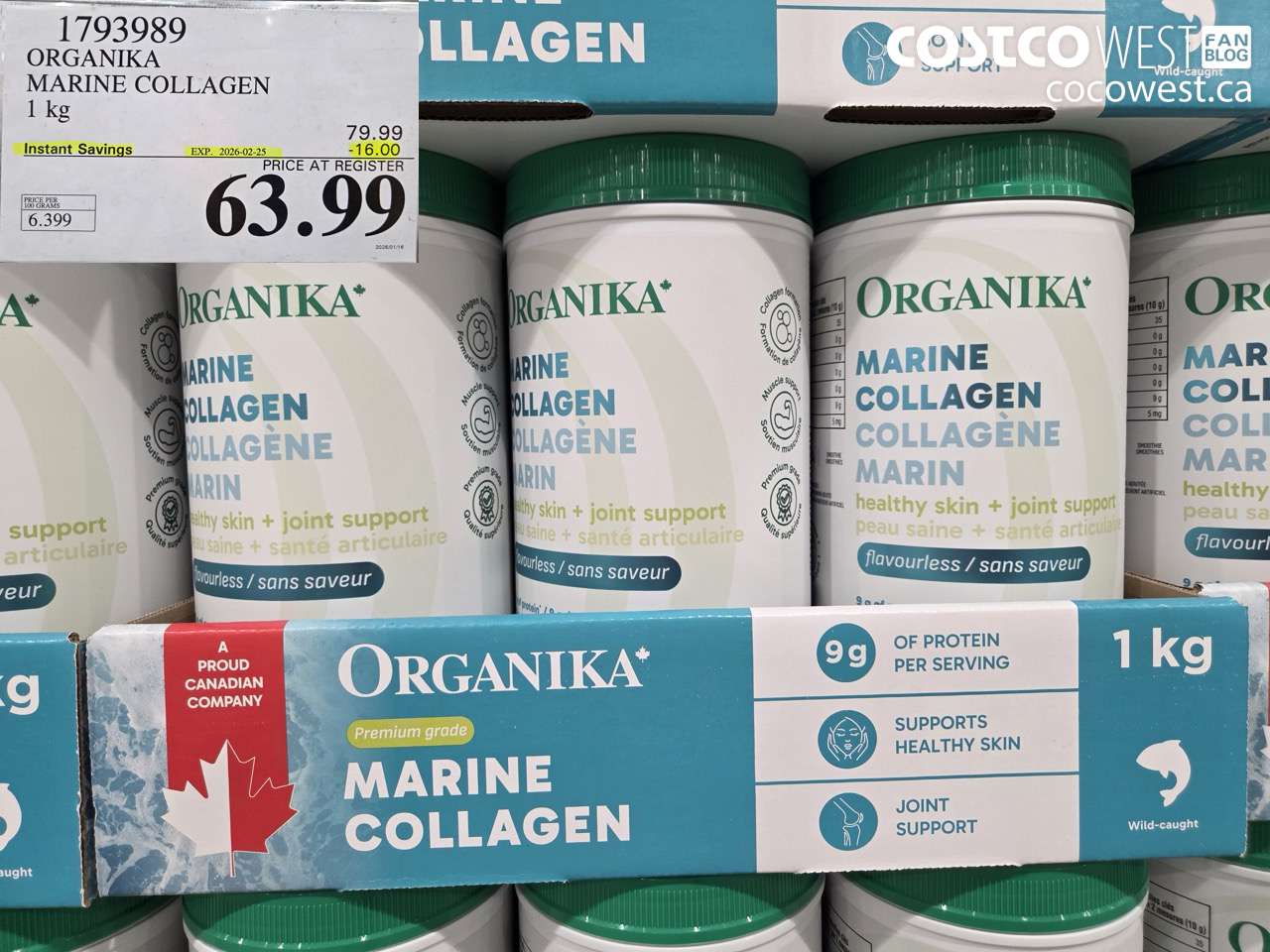 1793989 ORGANIKA MARINE COLLAGEN 1 KG ($16.00 INSTANT SAVINGS EXPIRES ON 2026-02-25) $63.99