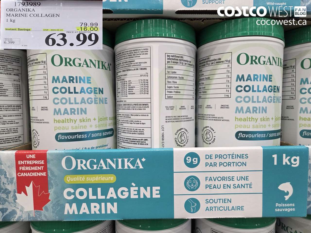 1793989 ORGANIKA MARINE COLLAGEN 1 KG ($16.00 INSTANT SAVINGS EXPIRES ON 2026-02-15) $63.99