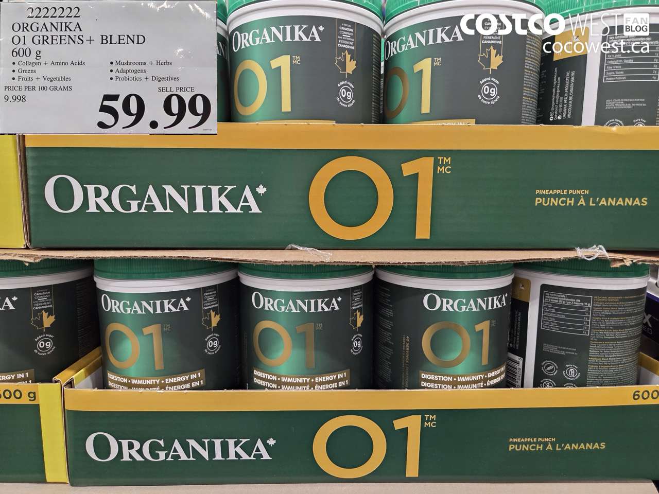 2222222 ORGANIKA O1 GREENS+ BLEND 600G $59.99