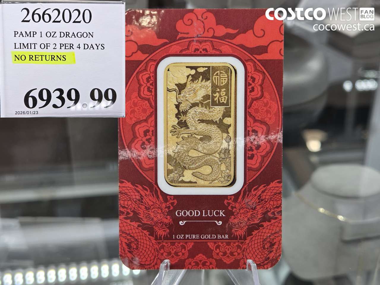 2662020 PAMP 1 OZ DRAGON LIMIT OF 2 PER 4 DAYS NO RETURNS $6939.99