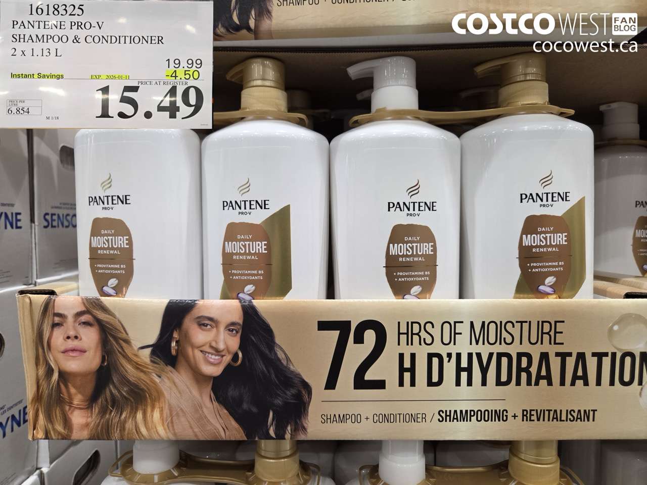 1618325 PANTENE DMR SHAMPOO/CONDITIONER 2 x 1.13 L ($4.50 INSTANT SAVINGS EXPIRES ON 2026-01-11) $15.49