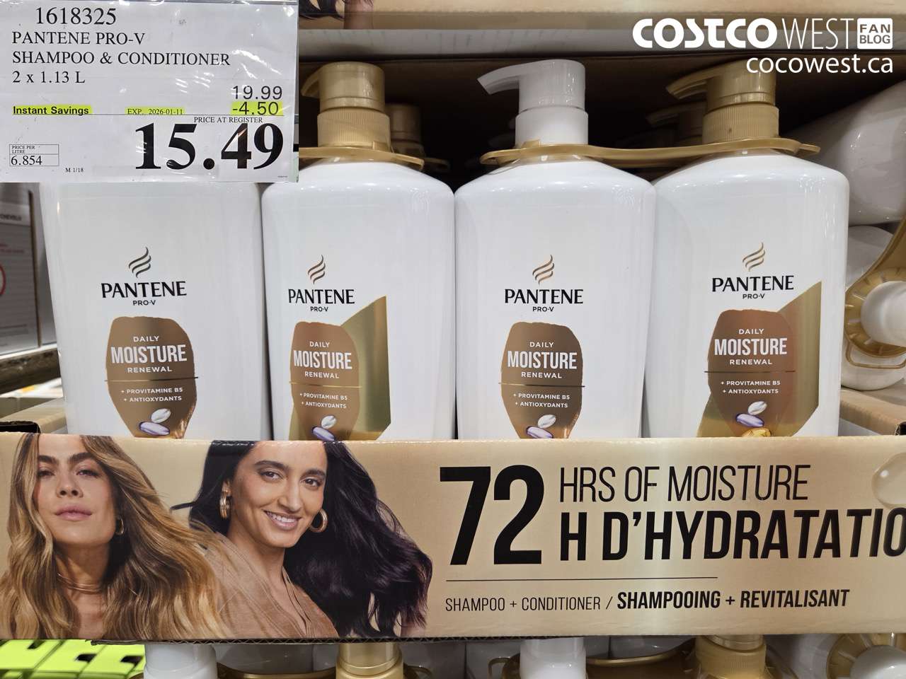 1618325 PANTENE DMR SHAMPOO/CONDITIONER 2 x 1.13 L ($4.50 INSTANT SAVINGS EXPIRES ON 2026-01-11) $15.49