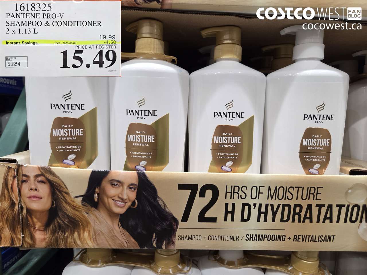 1618325 PANTENE DMR SHAMPOO/CONDITIONER 2 x 1.13 L ($4.50 INSTANT SAVINGS EXPIRES ON 2026-02-08) $15.49
