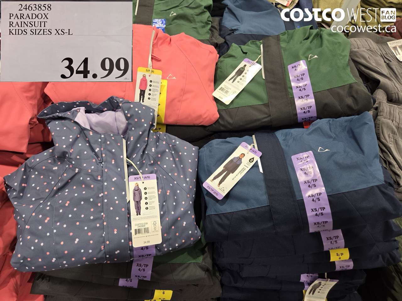 2463858 PARADOX RAINSUIT KIDS SIZES XS-L $34.99